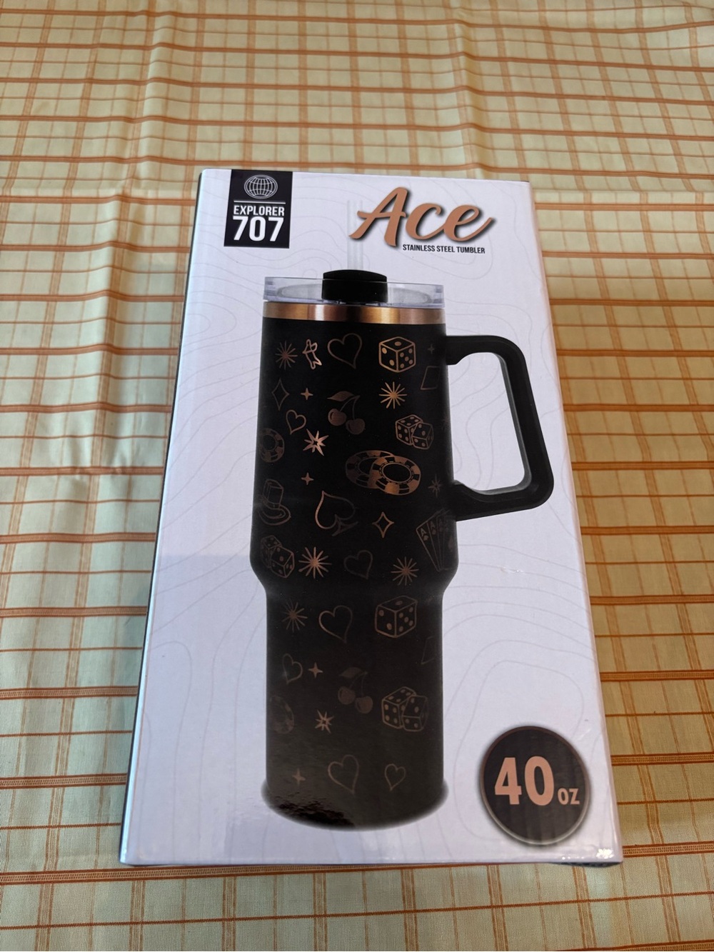 Ace 40oz Stainless Steel Tumbler - Black with Gold Accents
